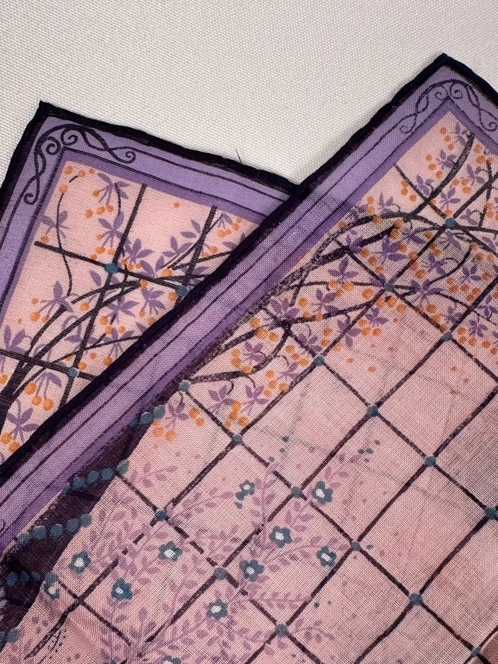 Vintage Fisba Stoffels Handkerchief EUC Art Nouveau Lady Print Silk Scarf Swiss